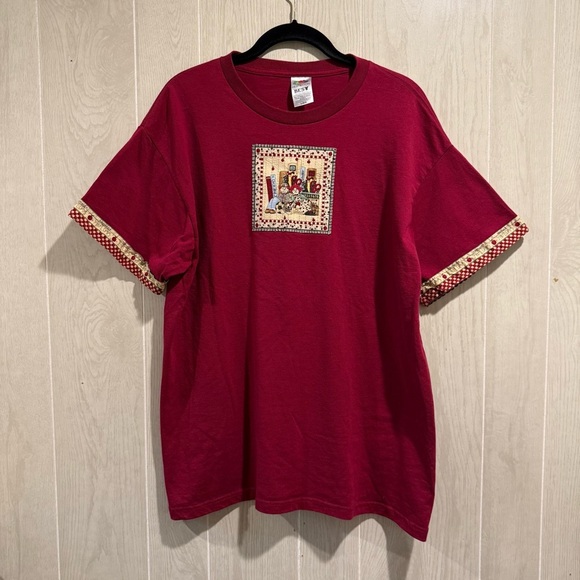 Vintage Fruit of the Loom Graphic Tee - Raggedy Ann Patchwork Print - Size L - Picture 1 of 5